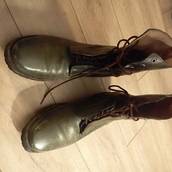 Leather Locke Lace Up Combat Boots 11 - Punk Rock - Picture 7 of 10